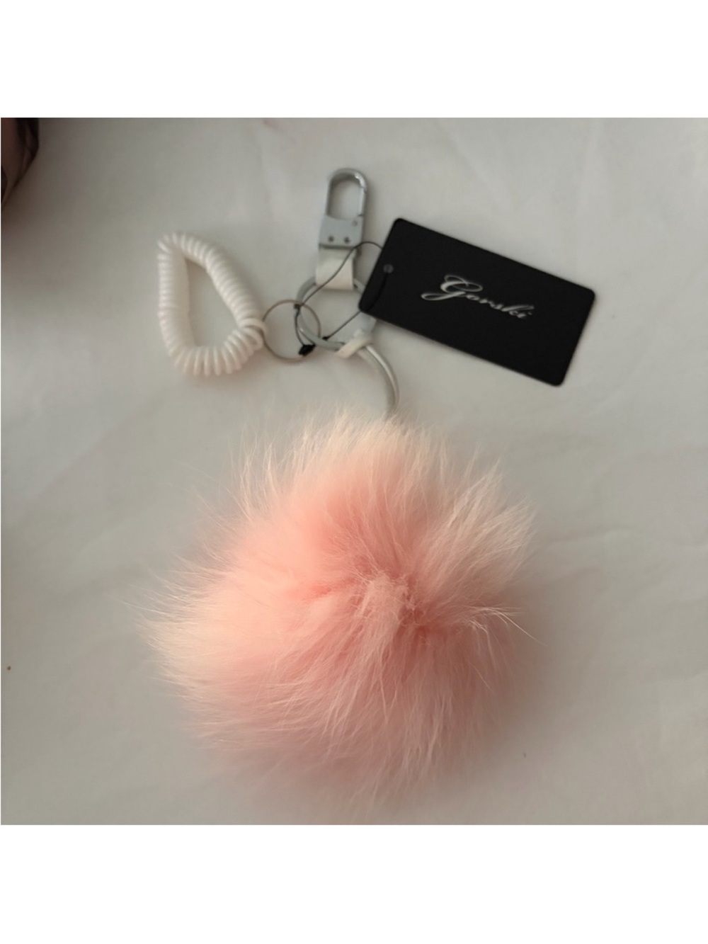 GORSKI Pink Fur Pom Pom Key & Card Holder